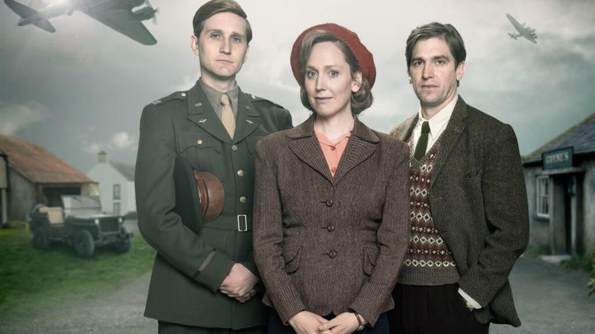 (L-R): Captain Ronald Dreyfuss (Aaron Staton), Rose Coyne (Hattie Morahan) and Michael Coyne (Owen Mcdonnell) in the Masterpiece miniseries “My Mother and Other Strangers.”