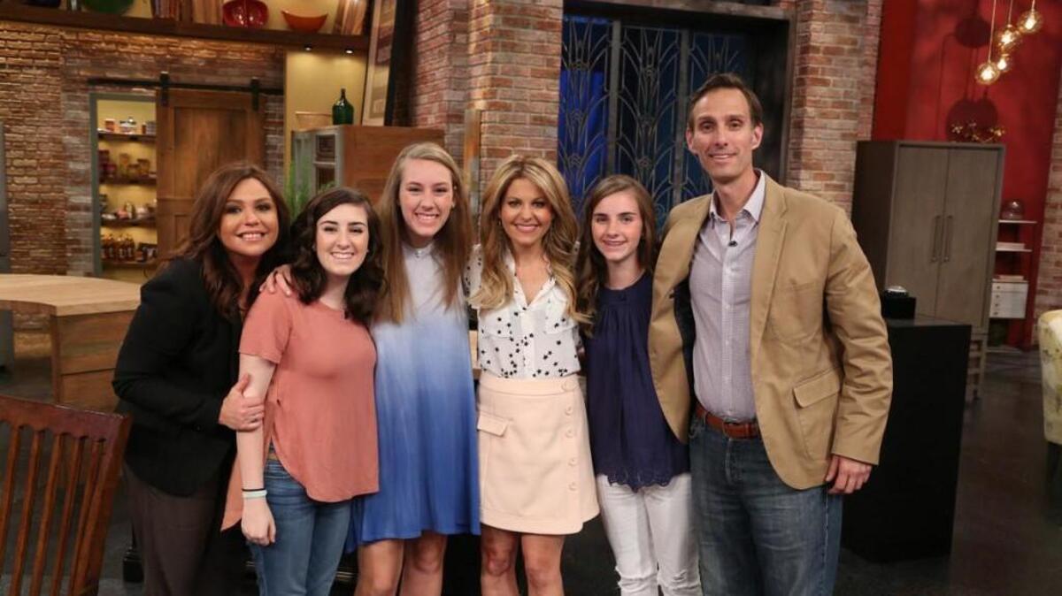From left: Rachael Ray, Lucy Ham, Bailey Ham, Candace Cameron Bure, Annie Ham and Bruce Ham at a taping of the “The Rachael Ray Show” in New York on March 28.