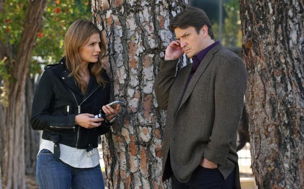 Stana Katic, left, as Kate Beckett and Nathan Fillion as Richard Castle in ABC’s “Castle.”