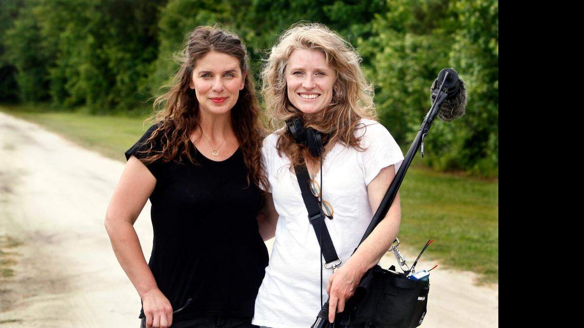 
Chef Vivian Howard, 36, left, and Durham filmmaker Cynthia Hill, 43, right, work on their PBS show 'A Chef's Life' on location in Hookerton, N.C. on Thursday, June 5, 2014. 
