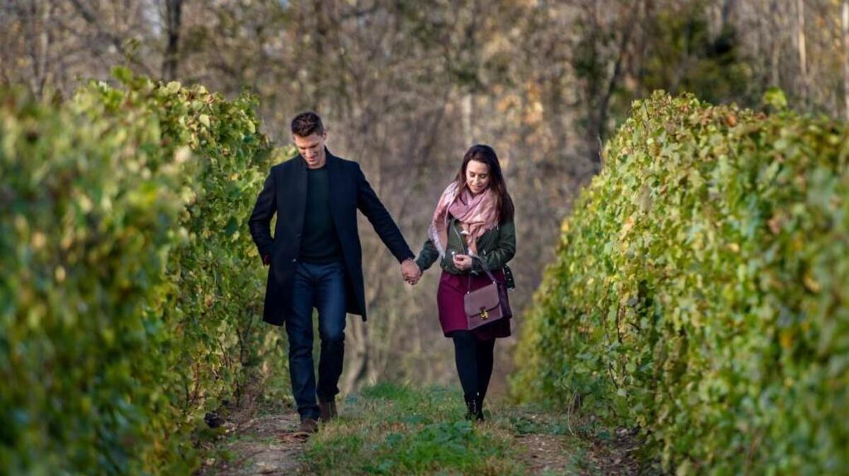 Andrew Walker and Lacey Chabert in the Hallmark movie “My Secret Valentine.”
