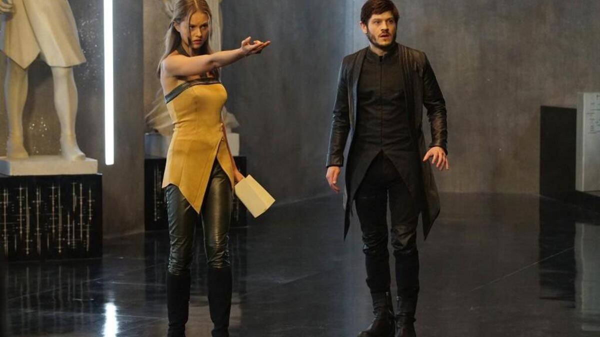 Isabelle Cornish, left, as Crystal and Iwan Rheon as Maximus in ABC’s “Marvel’s Inhumans.”