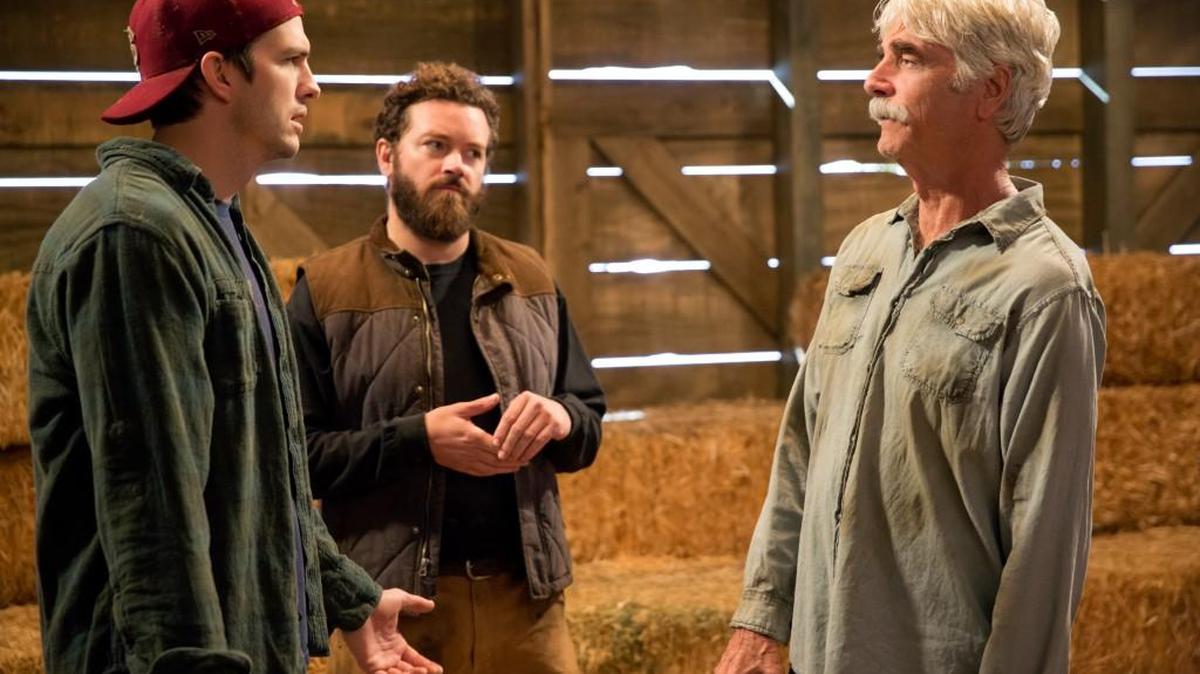 (L-R): Ashton Kutcher, Danny Masterson and Sam Elliott in “The Ranch” on Netflix.