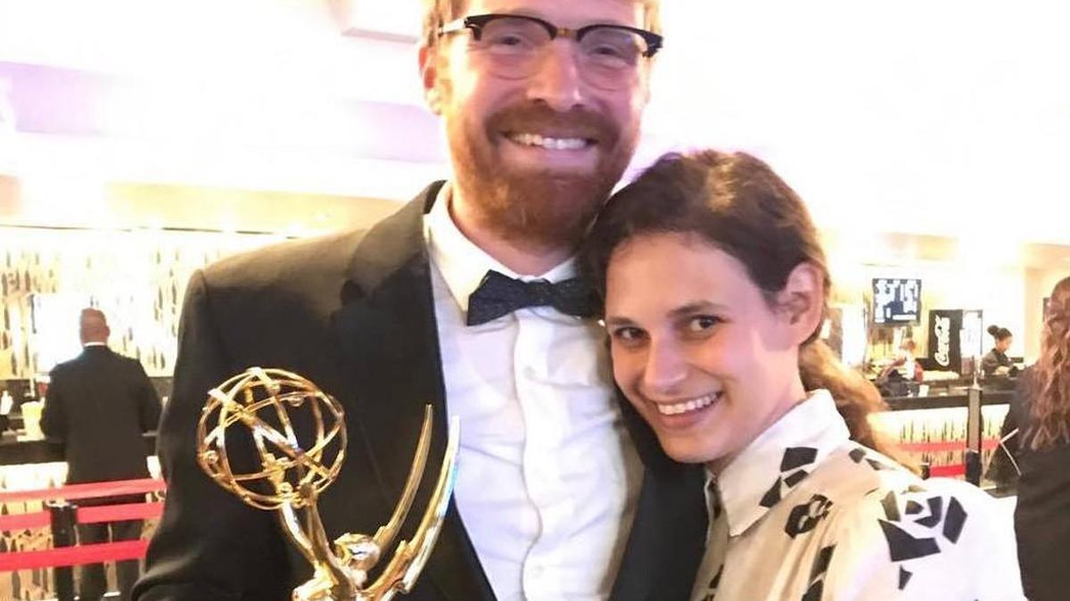 Scott Jacobson and his wife, Rebecca Schiffman, at the 2017 Creative Emmy Awards show on Sunday, Sept. 10, 2017.