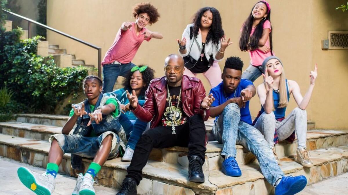 The unscripted series “The Rap Game” premieres Friday on Lifetime. (L-R, standing): J.I., Nia Kay and Jayla Marie. (L-R, seated); Mani, Mini Barbie, Jermaine Dupri, Lil Key and Tally.