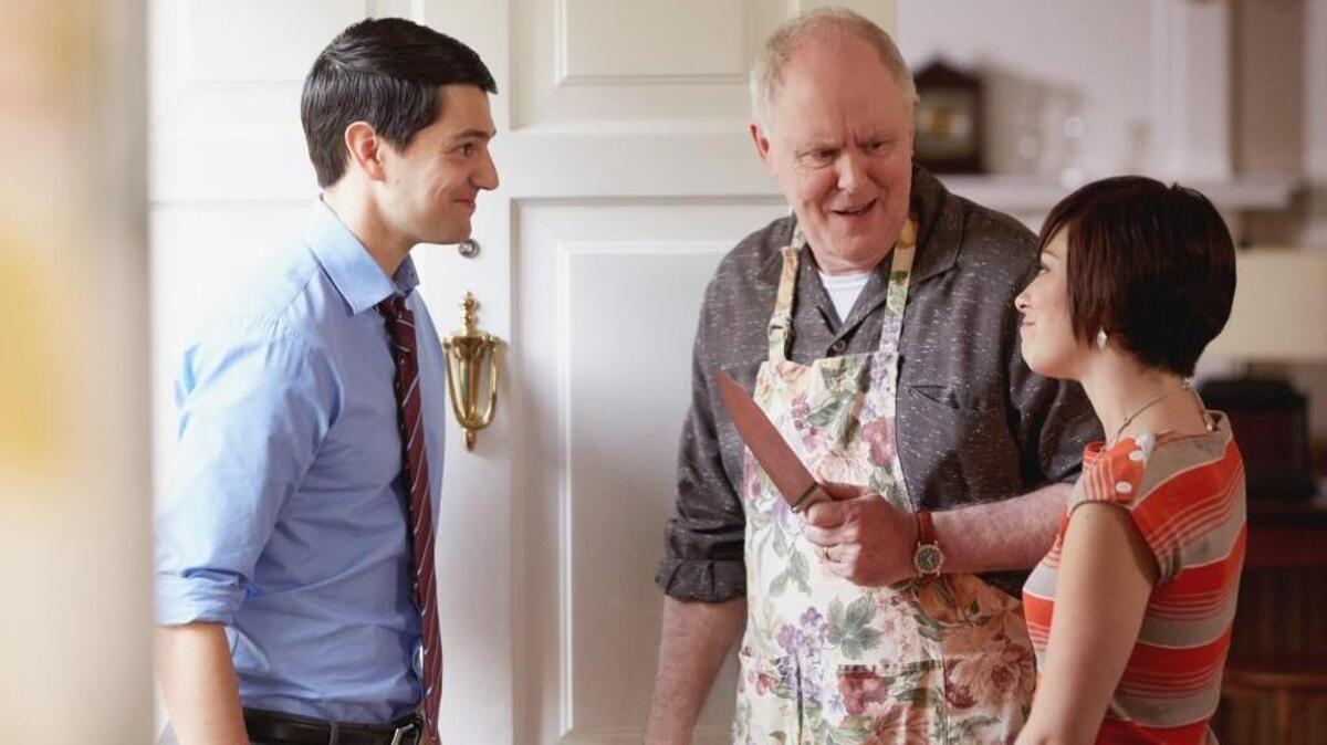 (L-R): Nicholas D'Agosto as Josh, John Lithgow as Larry and Krysta Rodriguez as Summer in NBC’s “Trial & Error.”