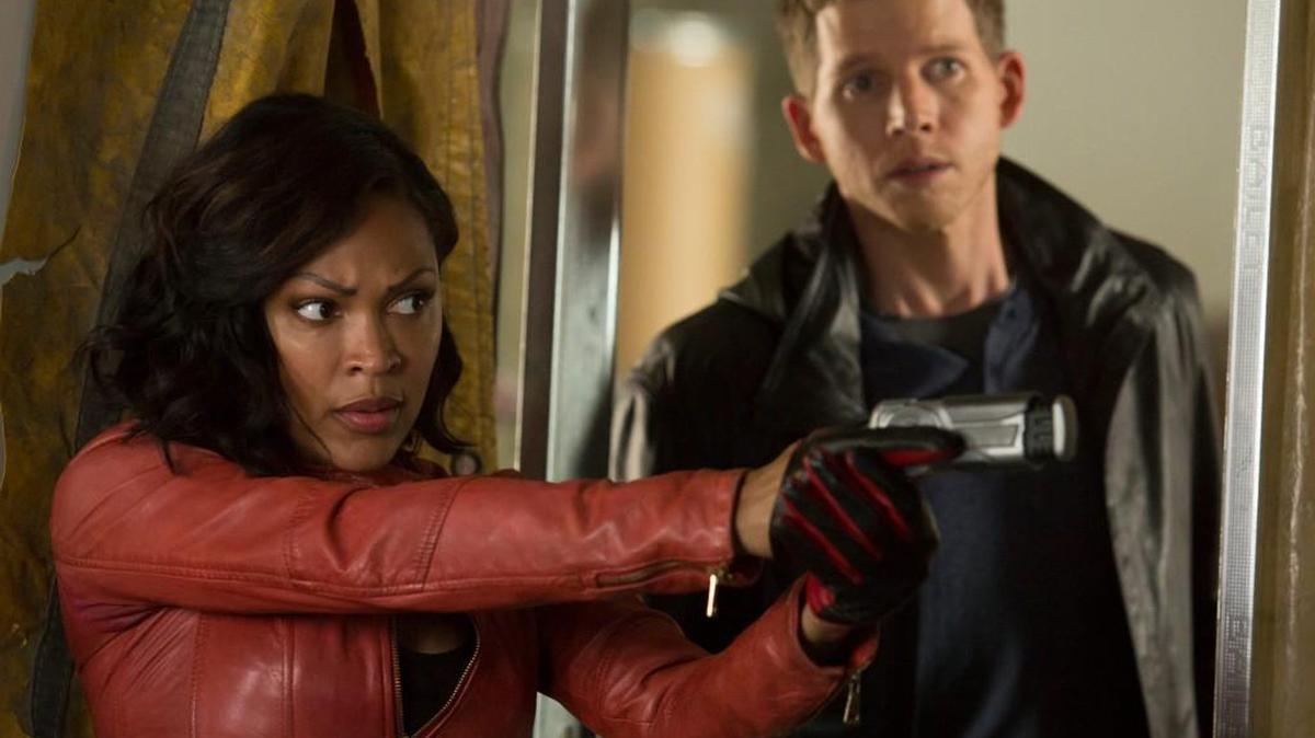
Meagan Good and Stark Sands team up to fight crime in the future in “Minority Report.”
