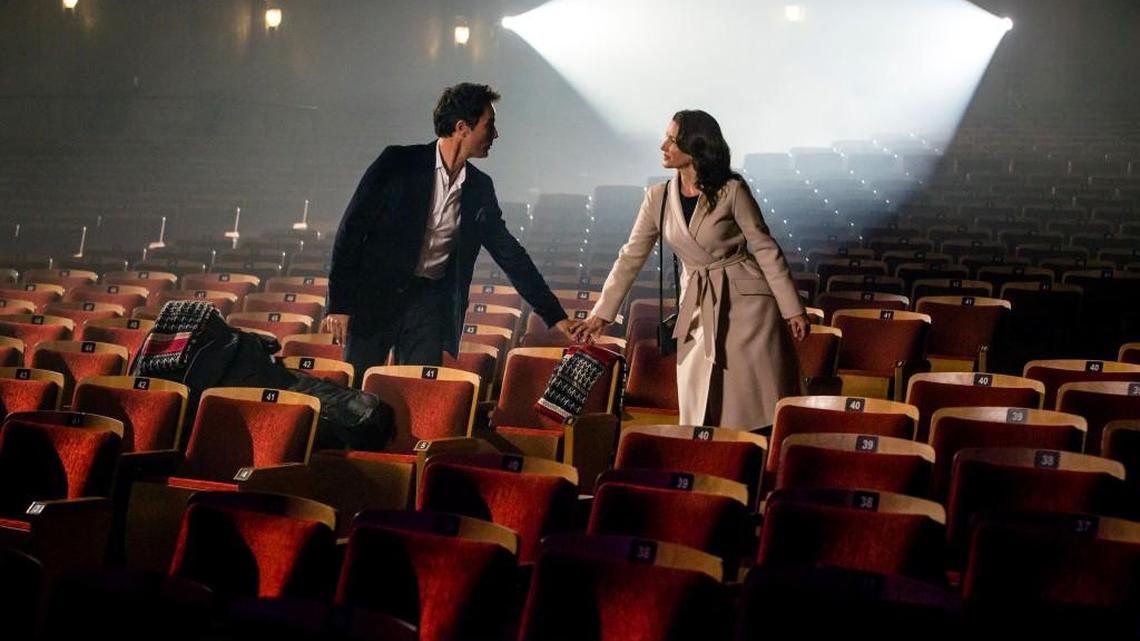 Eric McCormack, left, and Kristin Davis in “A Heavenly Christmas.”