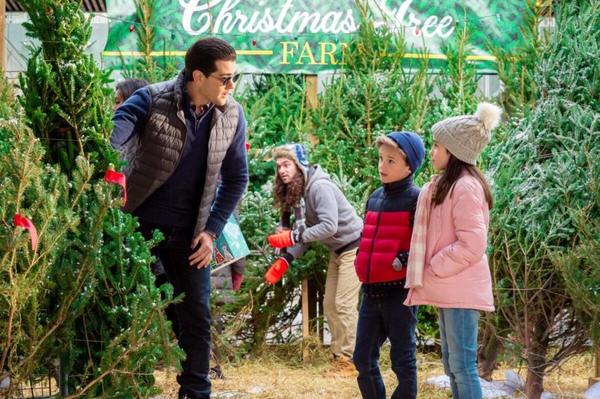 (L-R): Jesse Metcalfe, Jenna Weir and Liam MacDonald in “Christmas Next Door” on the Hallmark Channel.