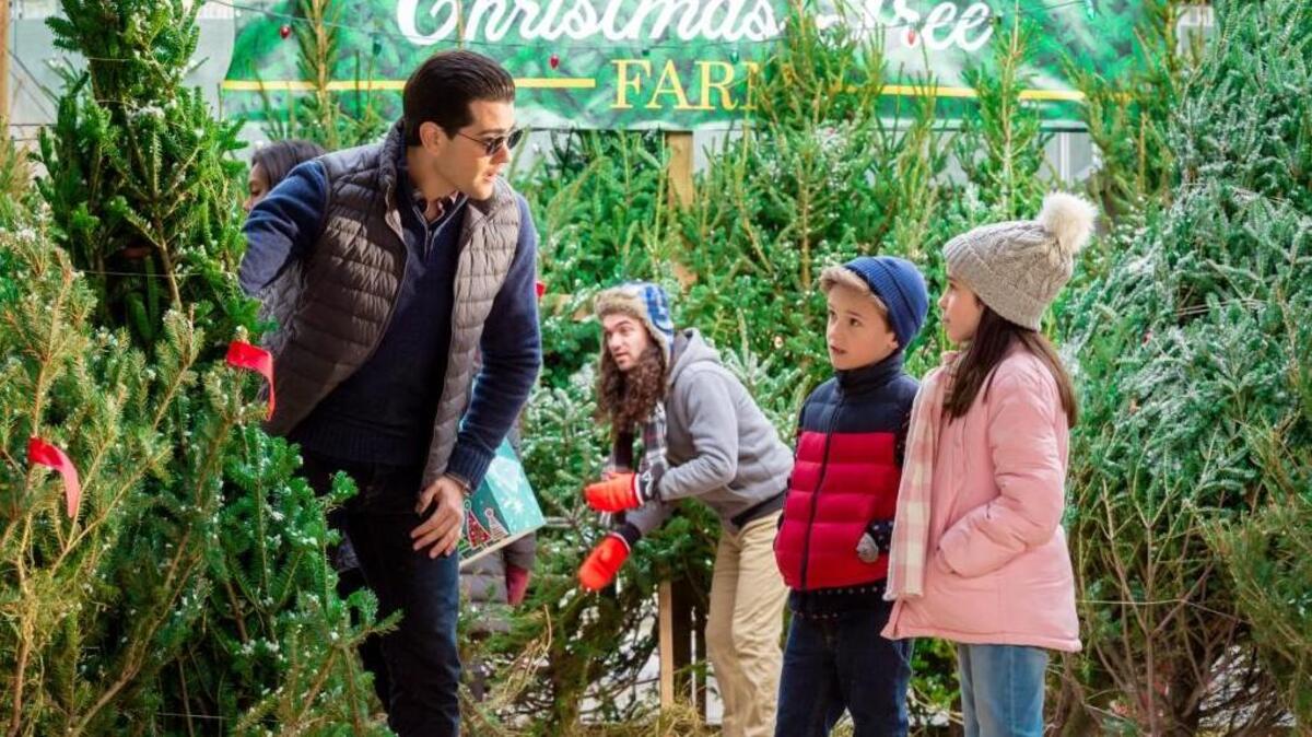 (L-R): Jesse Metcalfe, Jenna Weir and Liam MacDonald in “Christmas Next Door” on the Hallmark Channel.