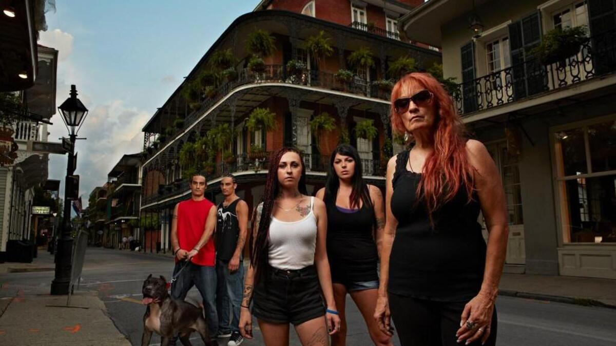 Tia Torres, right, with Mariah Torres, Tania Torres, Kanani Torres and Keli'i Torres from Animal Planet’s “Pit Bulls and Parolees.”
