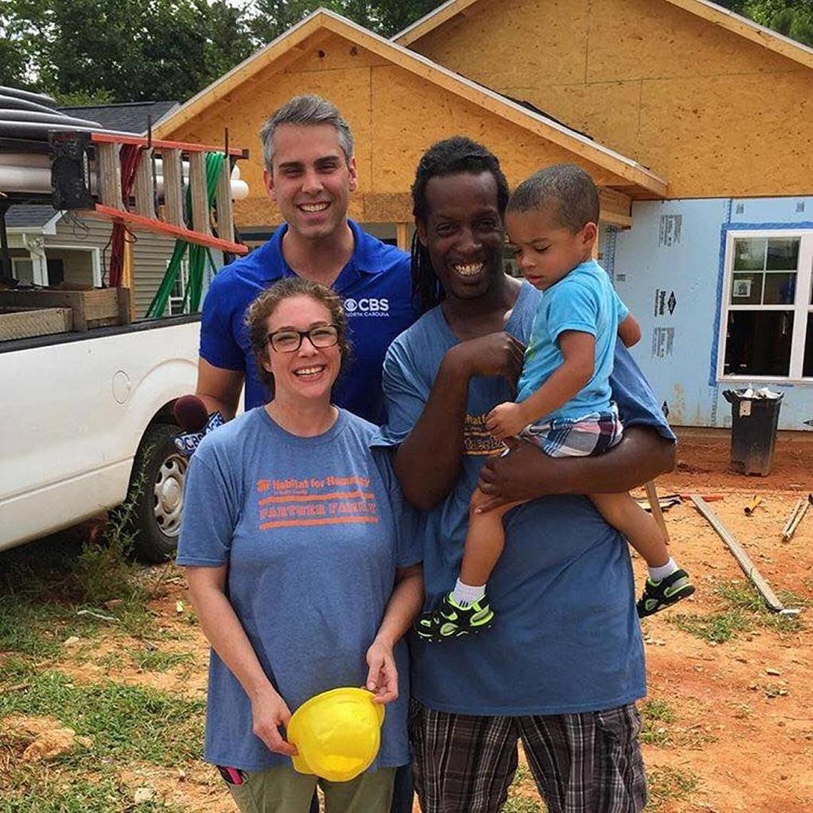 Sean Maroney working with Habitat for Humanity Wake during WNCN’s day of service in 2017.
