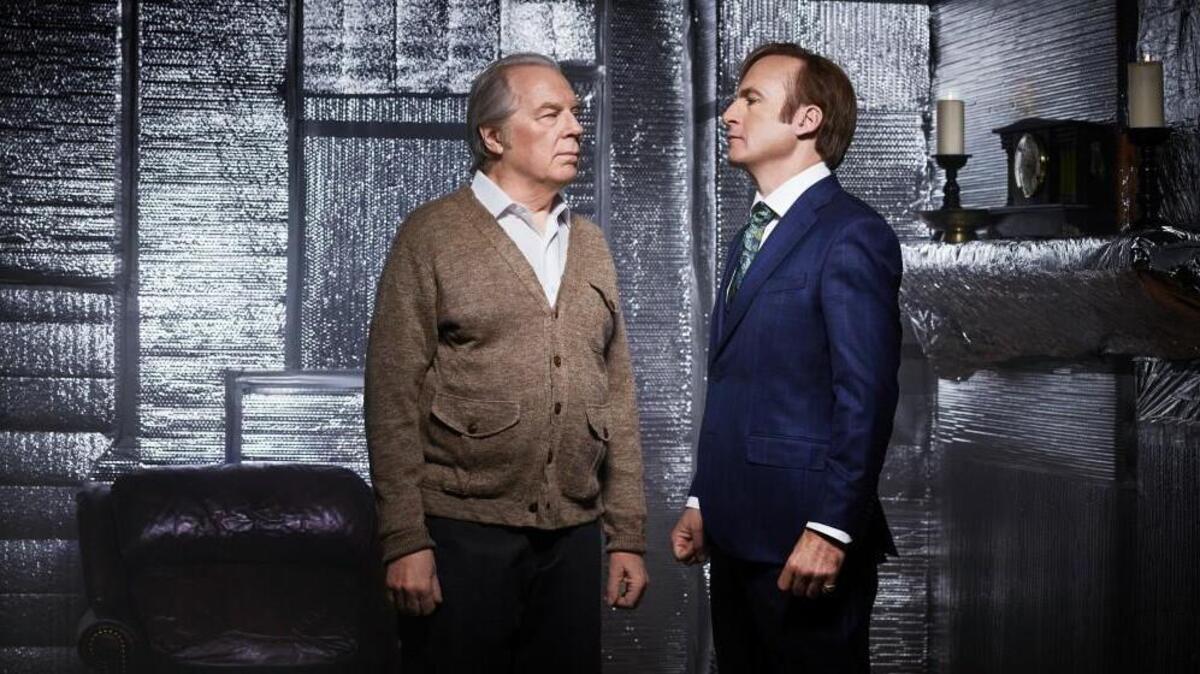 Bob Odenkirk, right, as Jimmy McGill, and Michael McKean as Chuck McGill in AMC’s “Better Call Saul.”