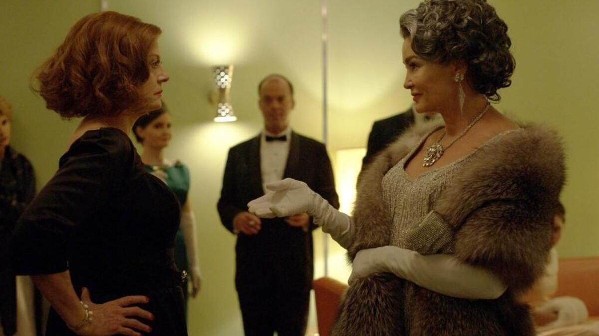 Susan Sarandon, left, as Bette Davis, and Jessica Lange as Joan Crawford in “Feud: Bette and Joan” on FX.