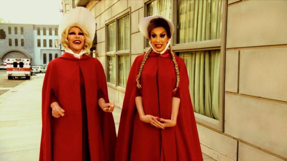 Chad Michaels, left, and Alaska, in the “Handmaid’s Tale” spoof opening of “RuPaul’s Drag Race: All Stars” Season 3.