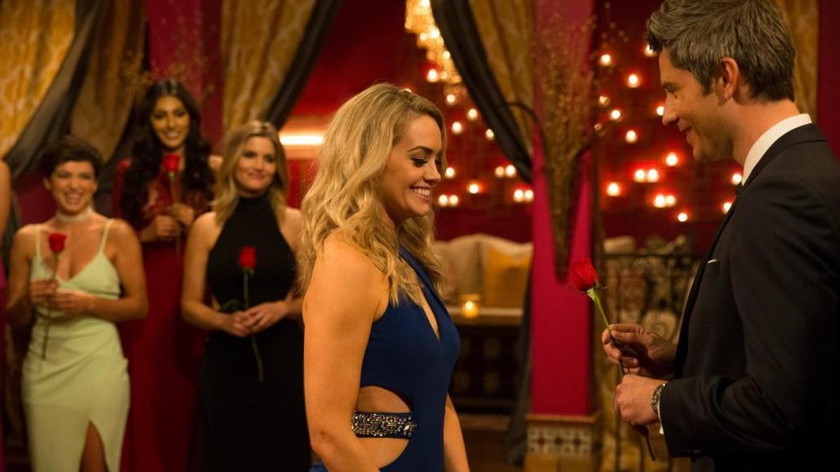 Jenna Cooper of Raleigh with Arie Luyendyk Jr. in Monday’s season premiere of “The Bachelor” on ABC.