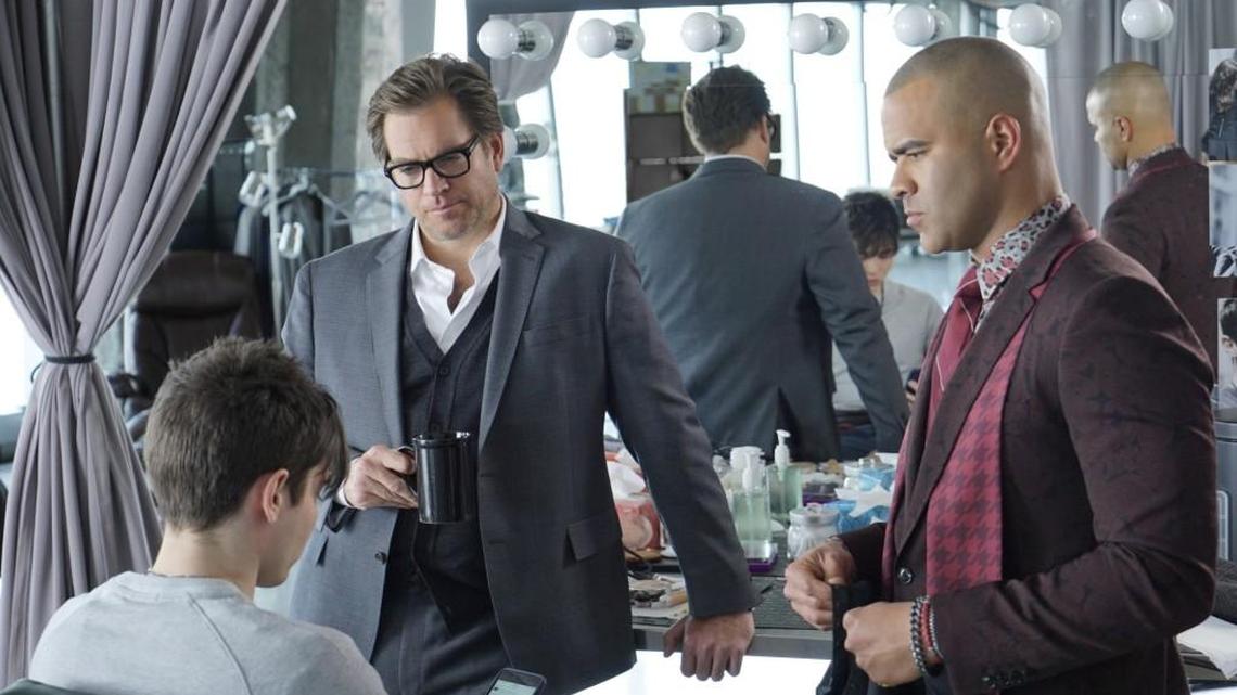 Michael Weatherly (left) as Dr. Jason Bull in the CBS drama “Bull.”