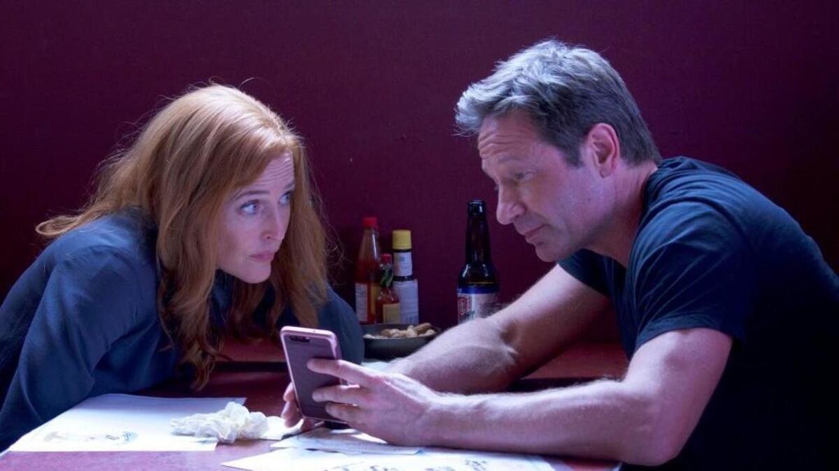 Gillian Anderson, left, and David Duchovny in the “This” episode of “The X-Files” airing Wednesday, Jan. 10 on Fox.