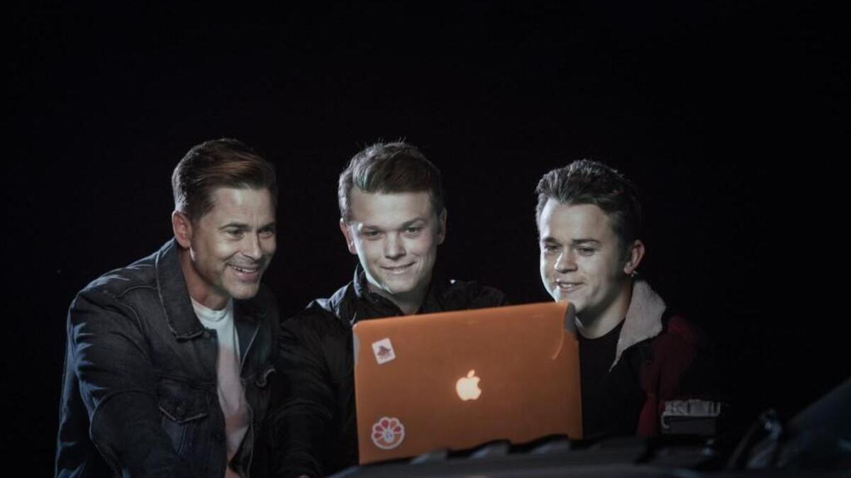 (L to R): Rob Lowe and sons Matthew and John Owen in the A&E’s “The Lowe Files.”
