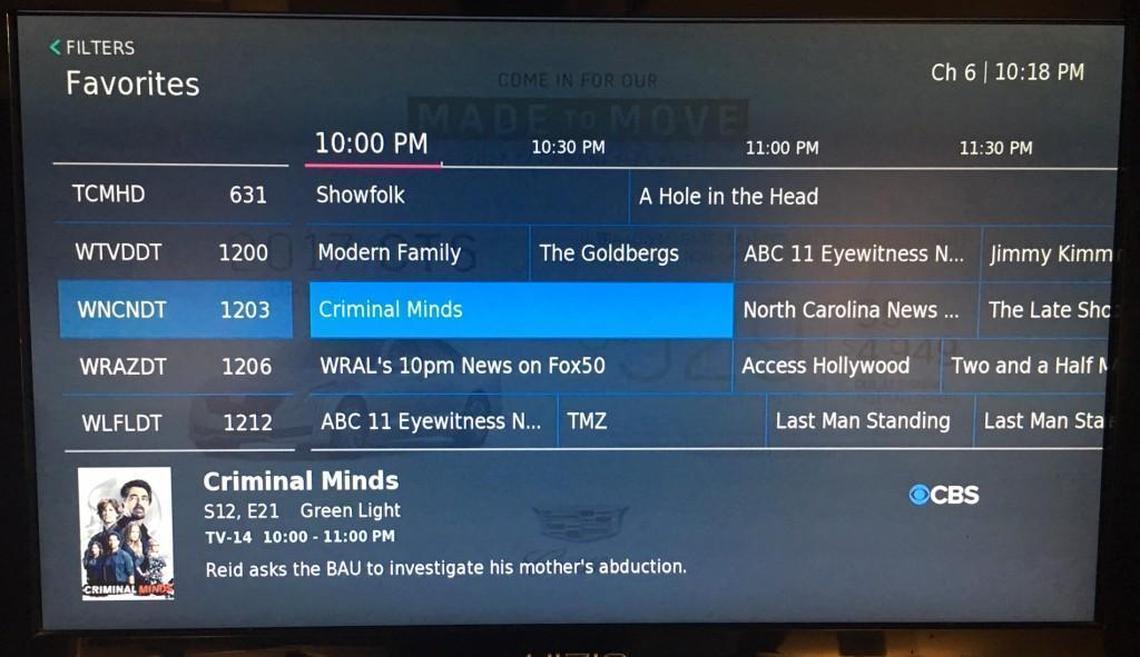 The Spectrum guide on Roku.