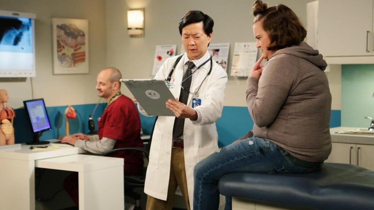 
(L-R): Jonathan Slavin, Ken Jeong and Betsy Sodaro in “Dr. Ken.”


