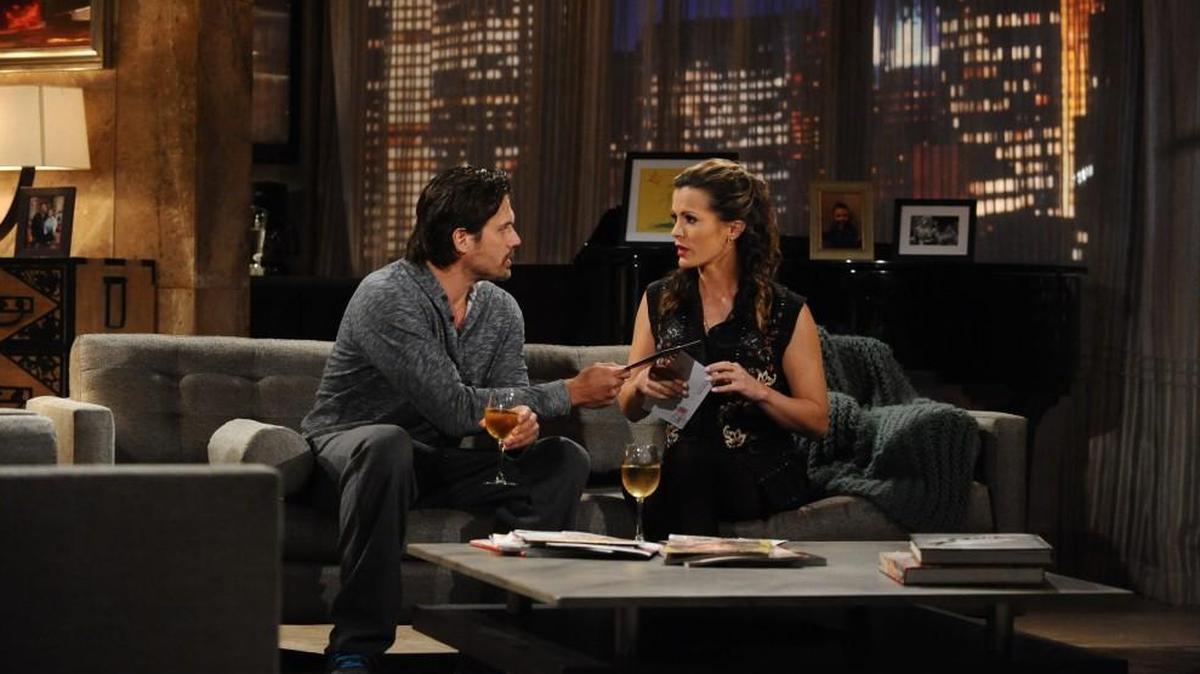 Nick Newman (Joshua Morrow) shares a warm moment with Chelsea (Melissa Claire Egan) on CBS’ “The Young and the Restless.”