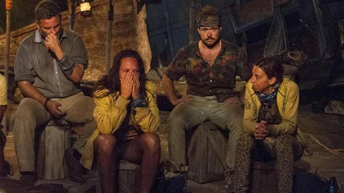 From left, Jeff Varner, Sarah Lacina, Zeke Smith and Debbie Wanner during the episode of ‘Survivor’ that aired Wednesday night. Varner has faced a large social media backlash after disclosing that Smith is transgender.