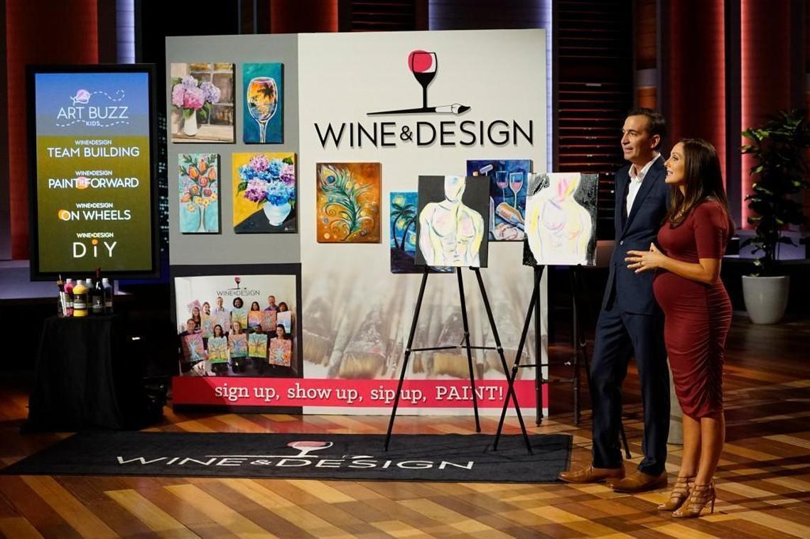 Husband and wife duo Patrick and Harriet Mills from Raleigh on ABC’s ‘Shark Tank,’ to show how their franchised art studios work.