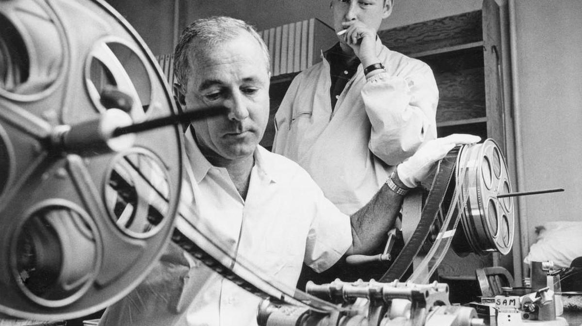 Editor Sam O’Steen (left) and Mike Nichols working on “Who’s Afraid of Virginia Woolf?,” 1965.