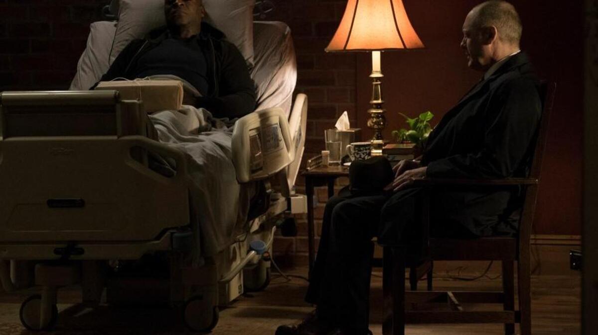 Hisham Tawfiq, left, as Dembe Zuma and James Spader as Raymond "Red" Reddington in NBC’s “Blacklist.”
