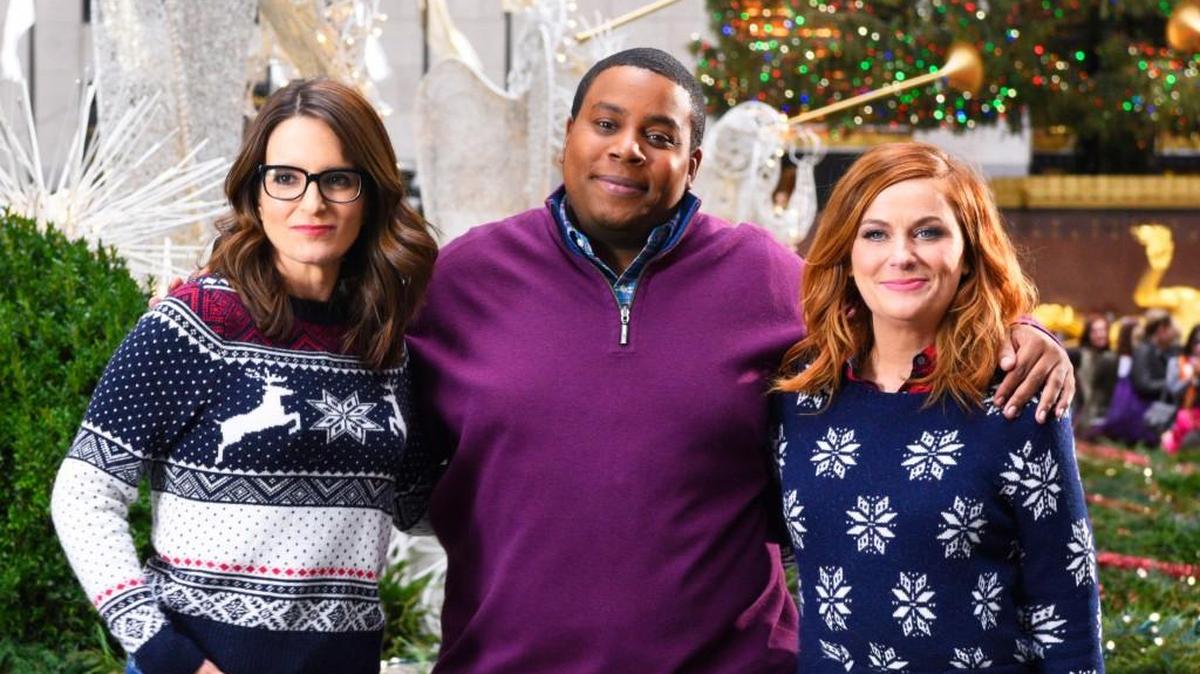(L-R): Tina Fey, Kenan Thompson and Amy Poehler in a promo shot for the Dec. 19 episode of “Saturday Night Live.”