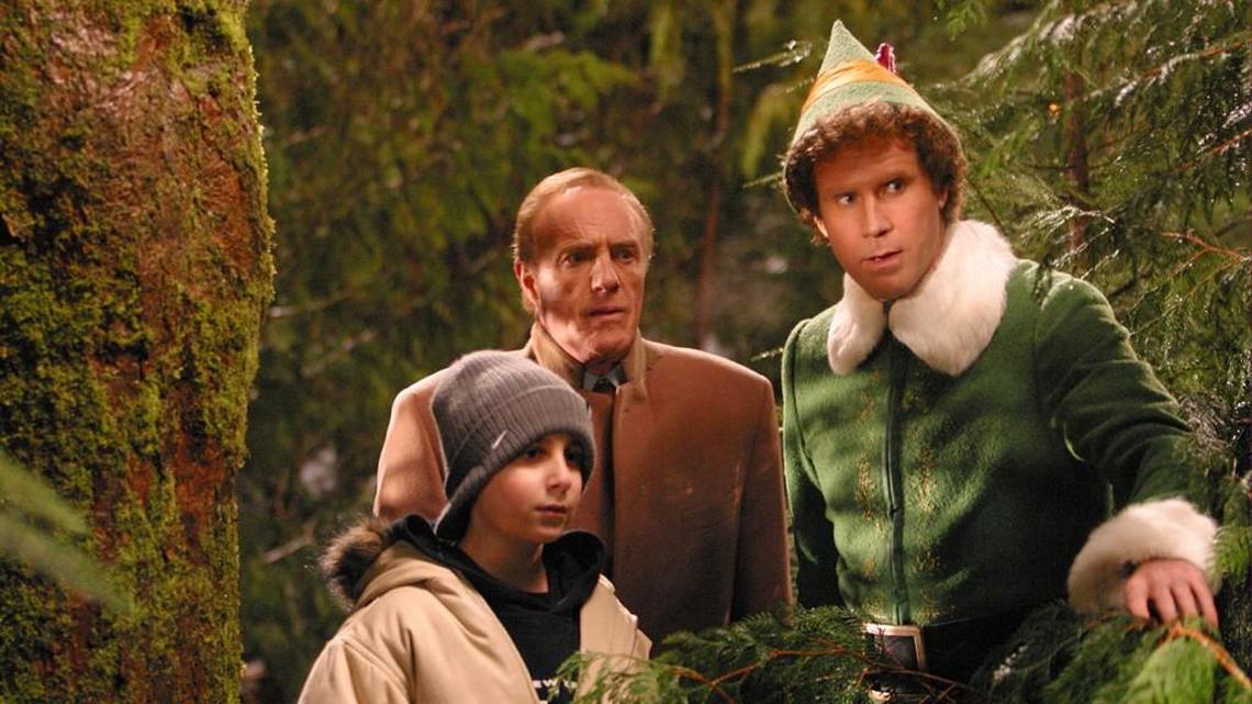 (L-R): Daniel Tay, James Caan and Will Ferrell in “Elf.”