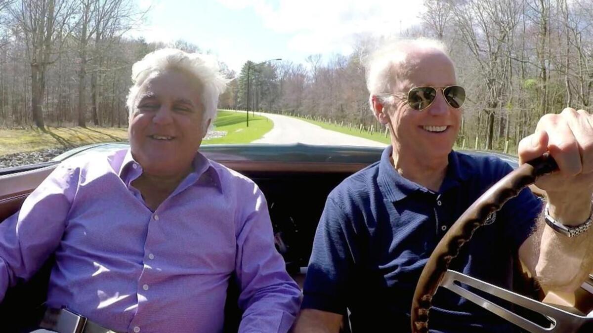 “Jay Leno's Garage” with Jay Leno, left and Joe Biden – and Biden’s Corvette Stingray.