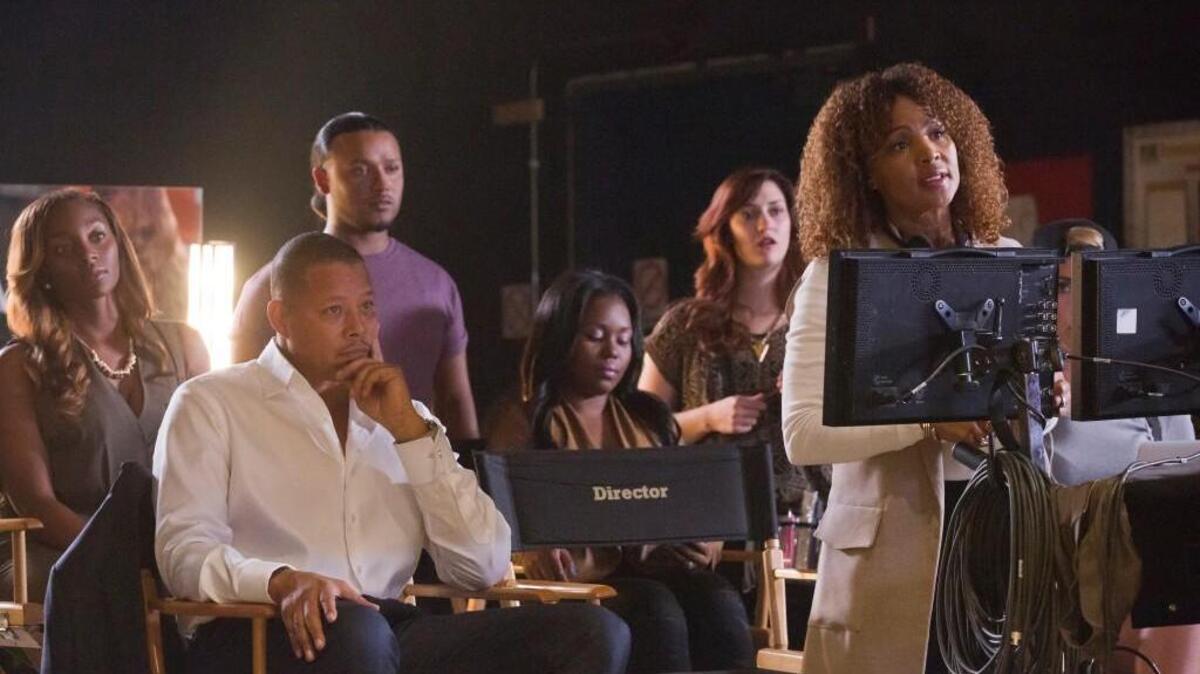 
Terrence Howard (left) as Lucious Lyon and guest star Jossie Harris Thacker as Video Director in a new episode of “Empire” on Fox. 

