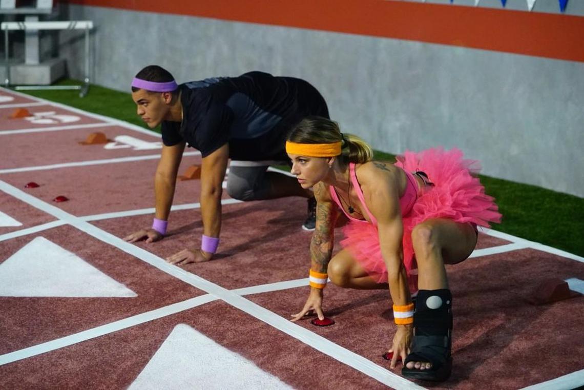 Josh Martinez and Christmas Abbott play the HOH competition “Ready, Set, Woah!” on the Sept. 3 episode of “Big Brother.”