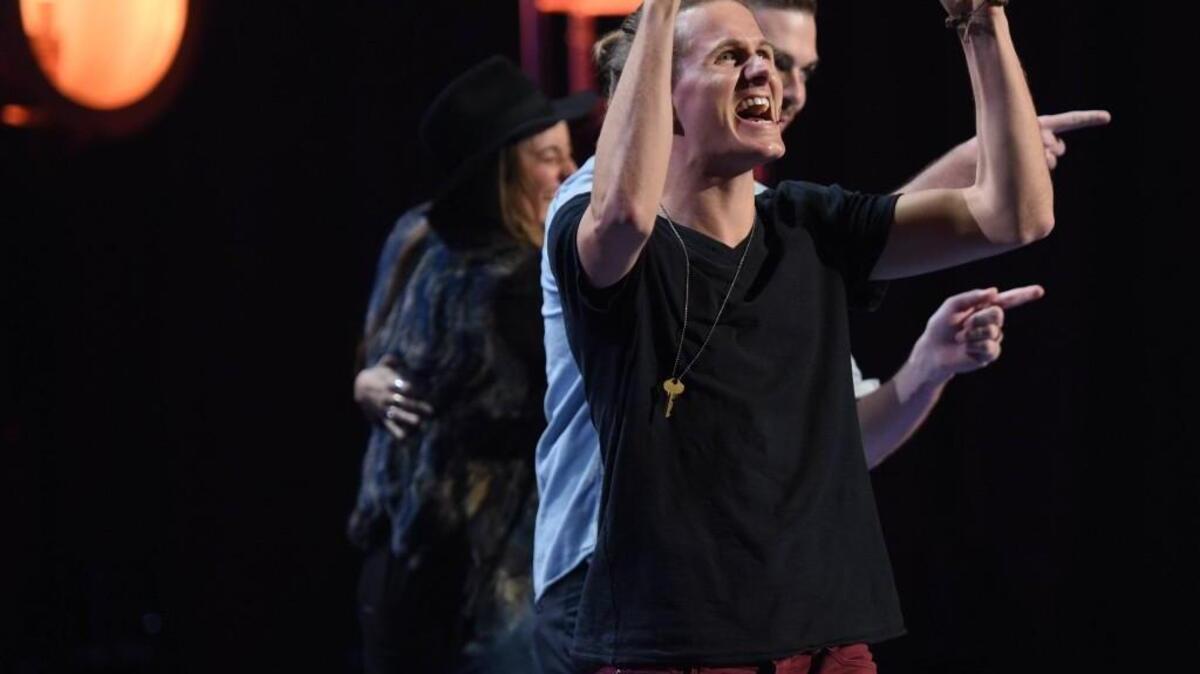 A jubilant Jordan Sasser after he advances on ‘American Idol.’
