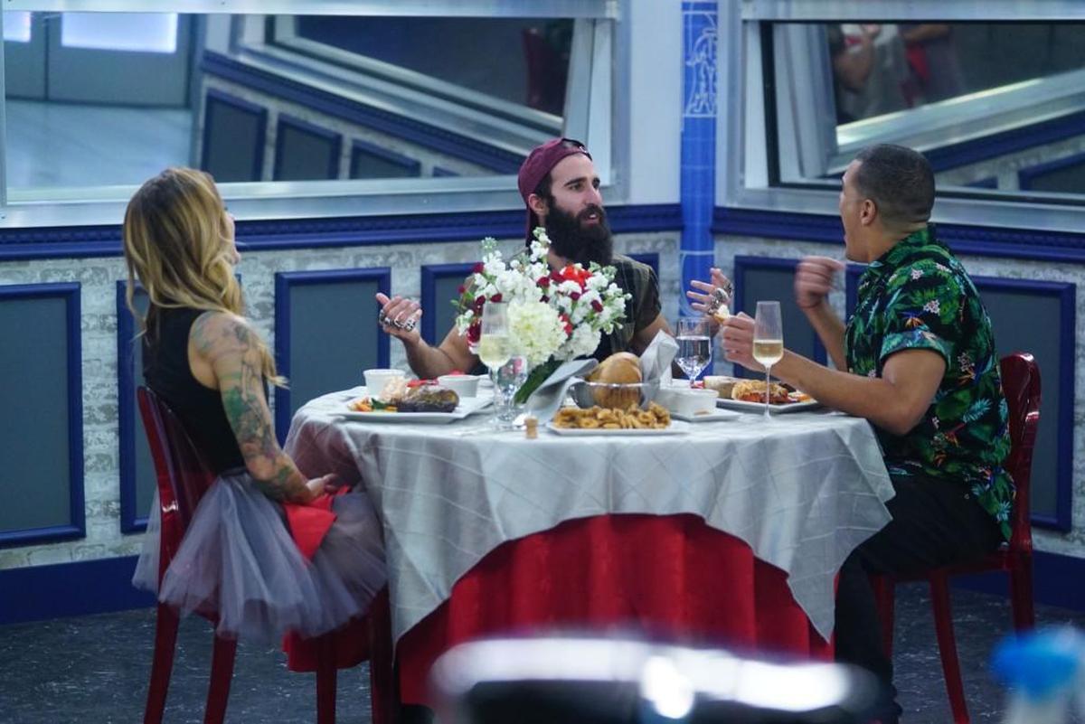 (L-R): Christmas Abbott, Paul Abrahamian and Josh Martinez on “Big Brother.”