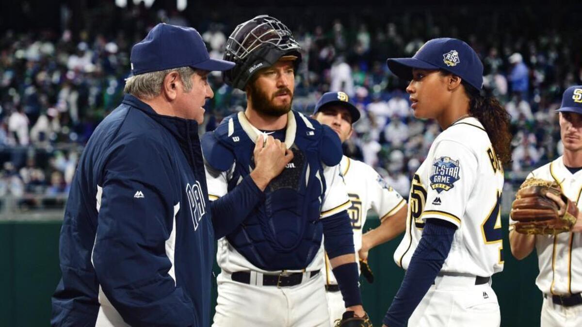 (L-R): Dan Lauria, Mark-Paul Gosselaar and Kylie Bunbury in “Pitch” on Fox.