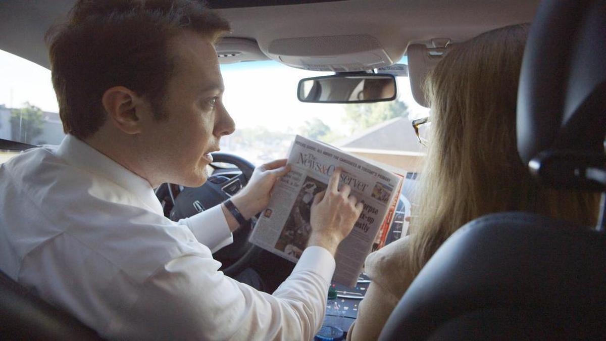 Clay Aiken with his communications director Tucker Middleton during his 2014 run for political office on the Esquire documentary series “The Runner-Up.”