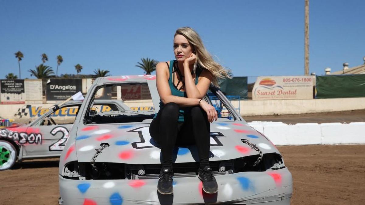 Jenna Cooper during a group date at a demolition derby on ABC’s “The Bachelor.”