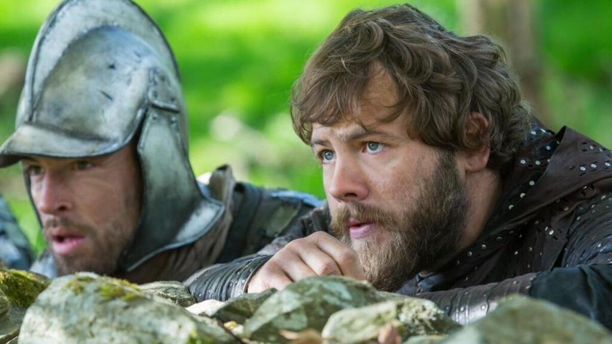 Moe Dunford, right, as Prince Aethelwulf in History’s “Vikings.”