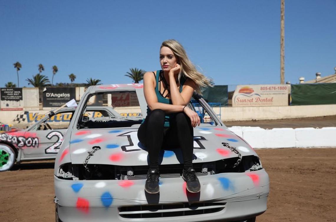 Jenna Cooper during a group date at a demolition derby on ABC’s “The Bachelor.”