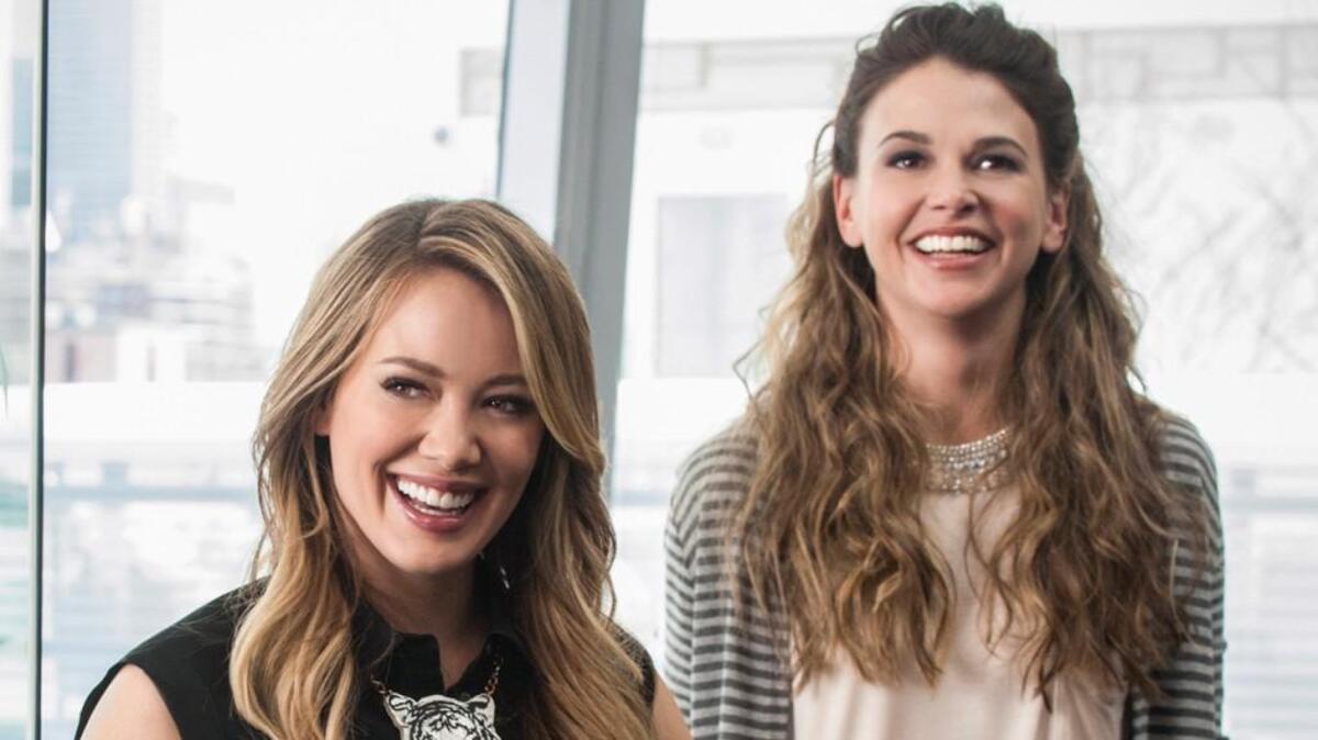 Hilary Duff (left) as Kelsey and Sutton Foster as Liza in TV Land’s “Younger.”