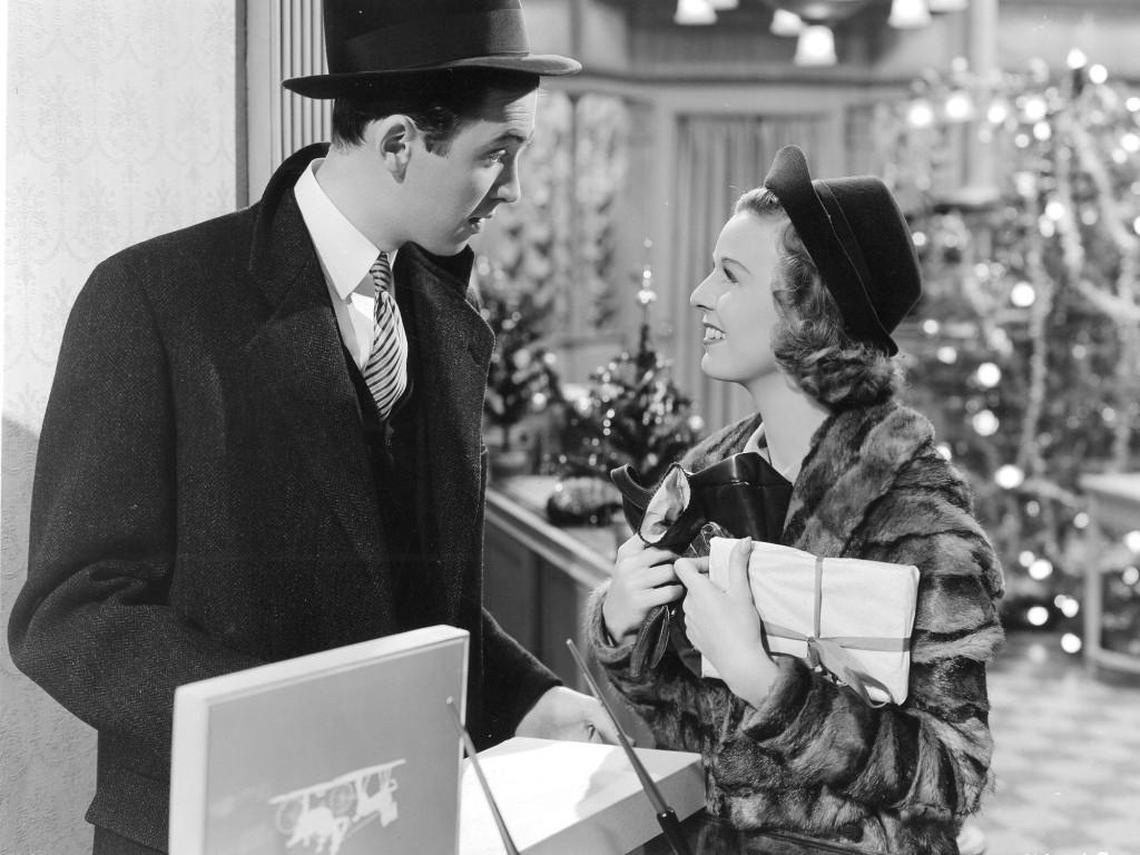 Jimmy Stewart and Margaret Sullavan in the 1940 classic “The Shop Around the Corner.”