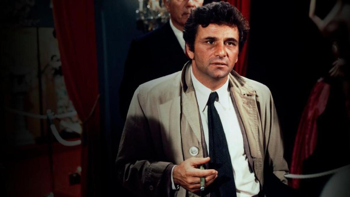 Peter Falk as a homicide detective in the long-running TV show “Columbo.”