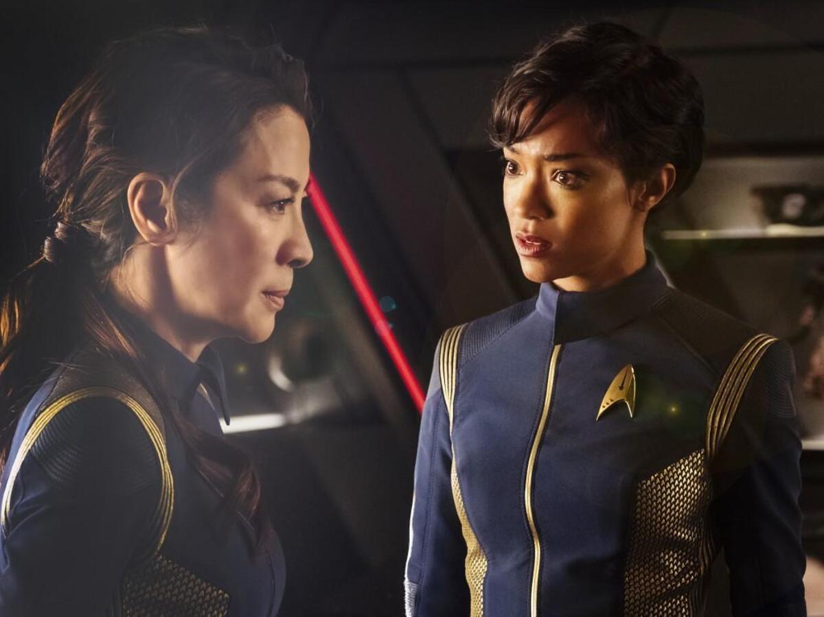 Michelle Yeoh, left, as Captain Philippa Georgiou and Sonequa Martin-Green as First Officer Michael Burnham in the new CBS All Access series “Star Trek: Discovery.”