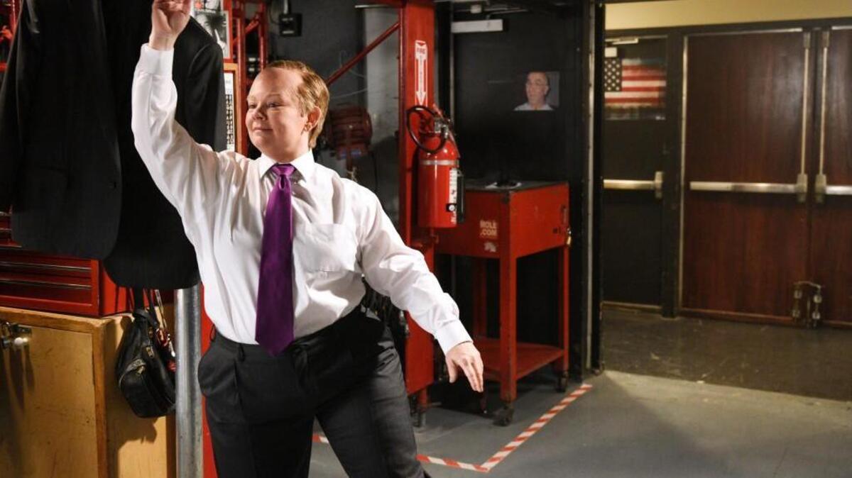 Melissa McCarthy, shown in here makeup as White House Press Secretary Sean Spicer, hosts this weekend’s “Saturday Night Live.”