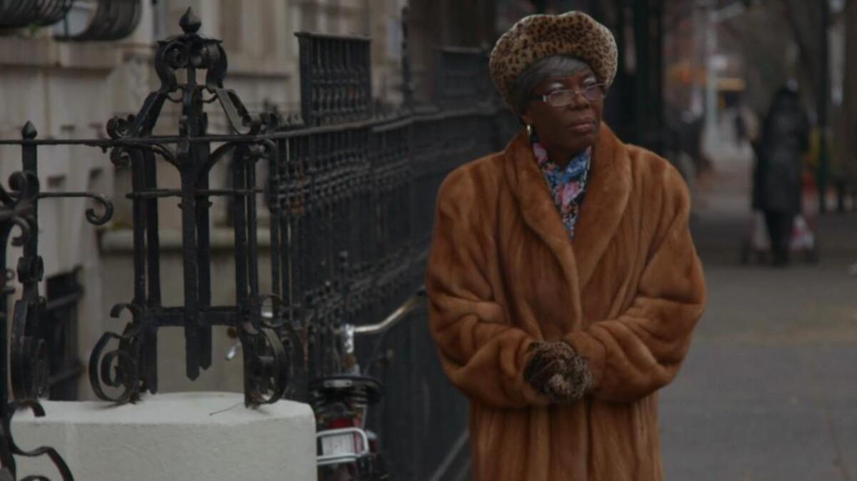 Voletta Wallace, mother of the late Christopher Wallace – aka The Notorious B.I.G. – walking down the street of their old neighborhood of Bedford-Stuyvesant, Brooklyn during the filming of “Biggie: The Life of Notorious B.I.G.”