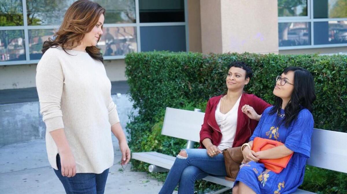 (L-R): Katy Mixon, Carly Hughes and Ali Wong in the new ABC comedy “American Housewife.”