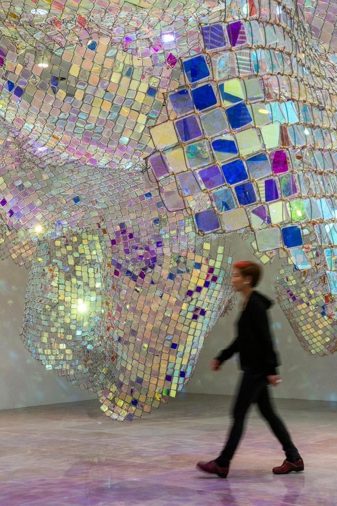Soo Sunny Park’s “Unwoven Light”is part of the North Carolina Museum of Art’s “You Are Here: Light, Color and Sound Experiences,” a series of more than a dozen immersive art installations designed to transport audiences.